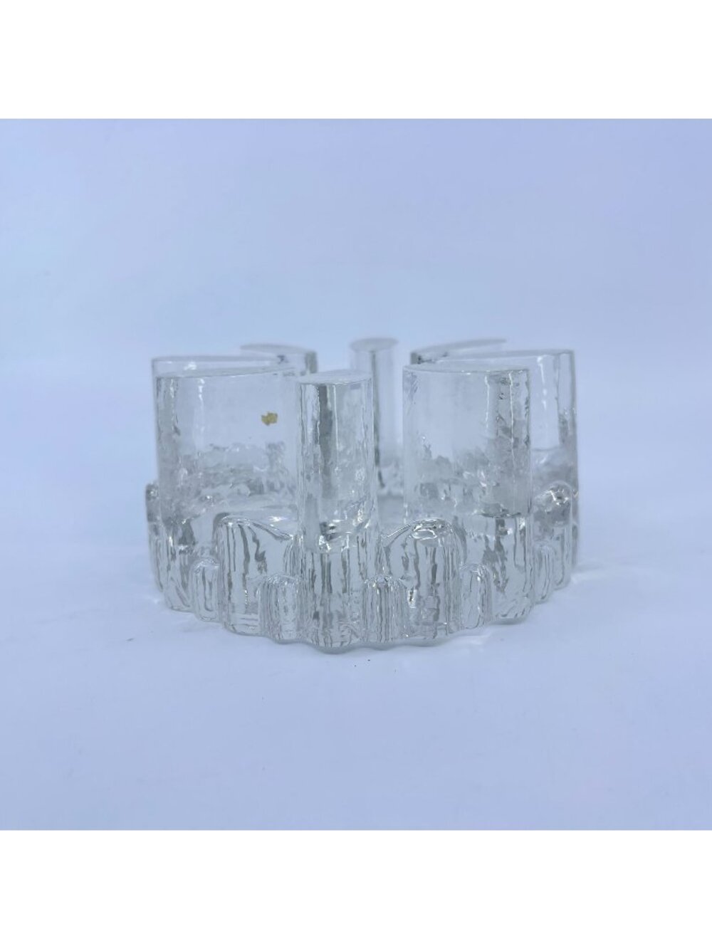 vintage 1985 bel mondo glass tea light holder holder textured icicle design